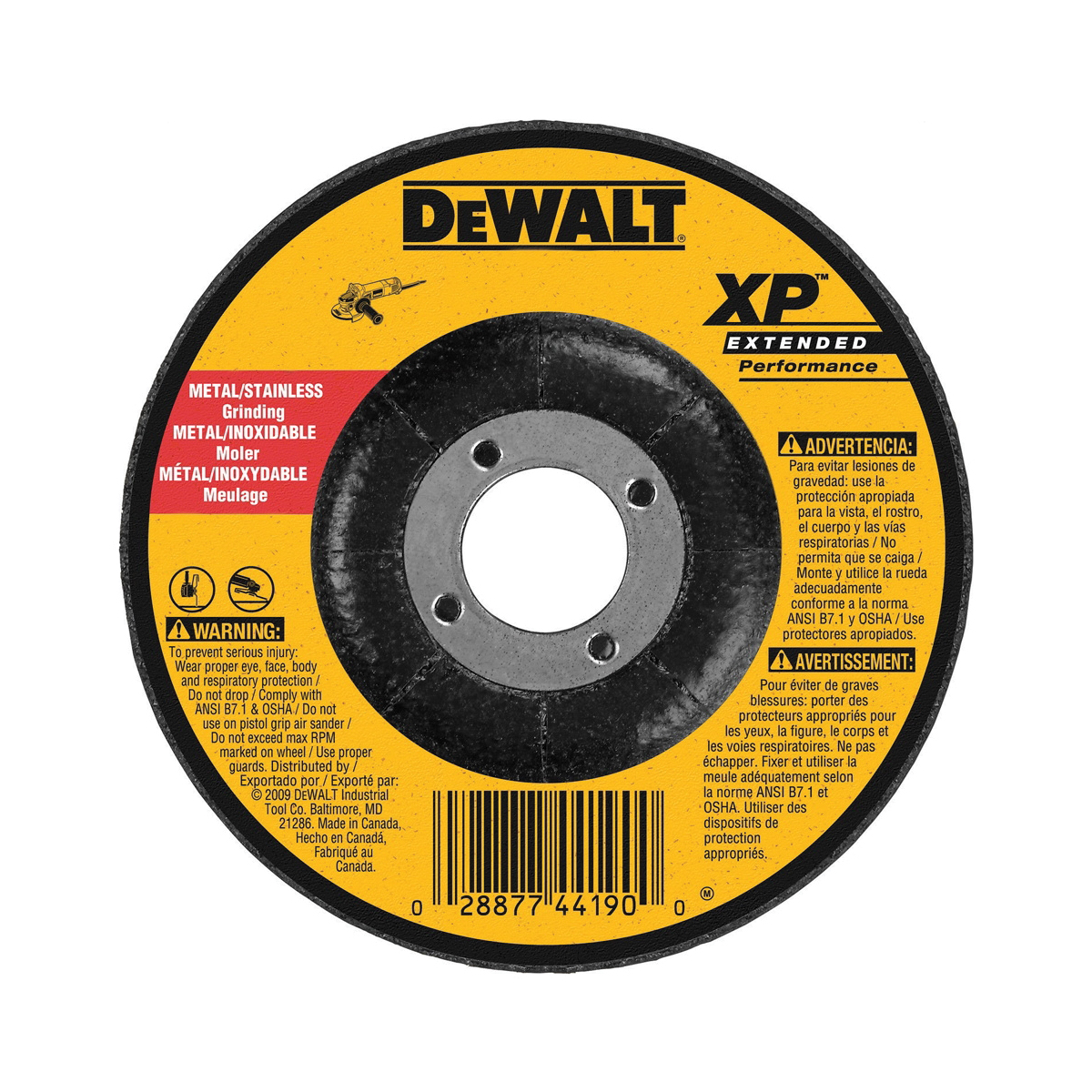 DeWALT® XP™ DW8826 Depressed Center Wheel, 7 in Dia x 1/4 in THK, 7/8 in Center Hole, Z24R Grit, Zirconia Alumina Abrasive