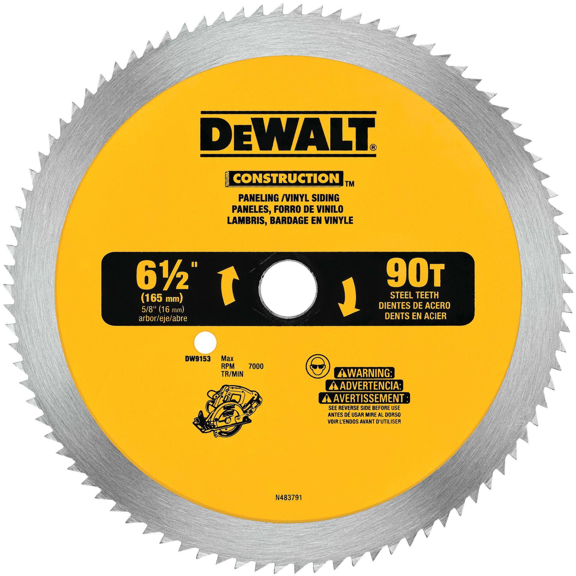 Black+Decker® DW9153 Combination Cordless Circular Saw Blade, 6-1/2 in Dia x 0.039 in THK, 5/8 in Arbor, Steel Blade, 90 Teeth