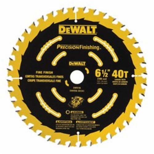 DeWALT® Precision Framing™ DW9196 Single Thin Kerf Circular Saw Blade, 6-1/2 in Dia x 0.039 in THK, 5/8 in Arbor, Carbide Blade, 40 Teeth