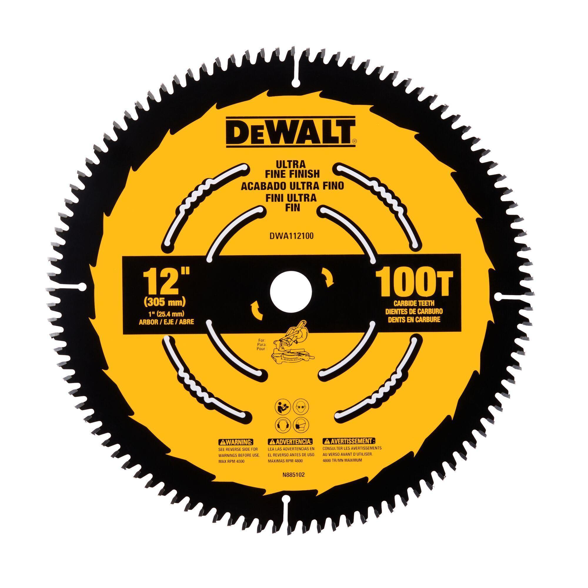DeWALT® DWA112100 Saw Blade, 12 in Dia, 1 in Arbor, 100 Teeth