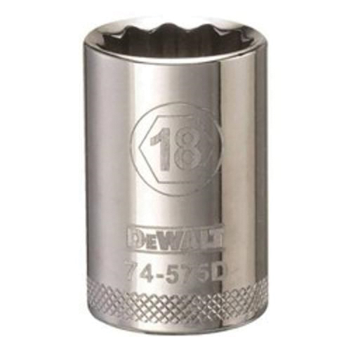 DeWALT® DWMT74575OSP Socket, 1/2 in Hex Drive, 18 mm, 12 Points