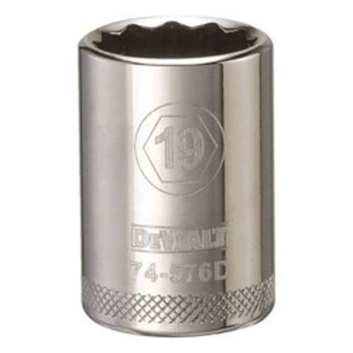 DeWALT® DWMT74576OSP Socket, 1/2 in Hex Drive, 19 mm, 12 Points