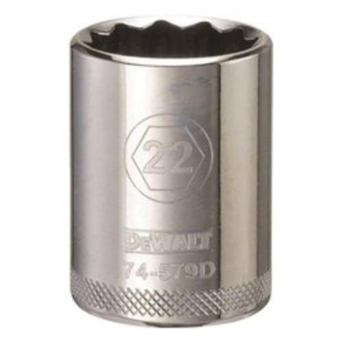 DeWALT® DWMT74579OSP Socket, 1/2 in Hex Drive, 22 mm, 12 Points