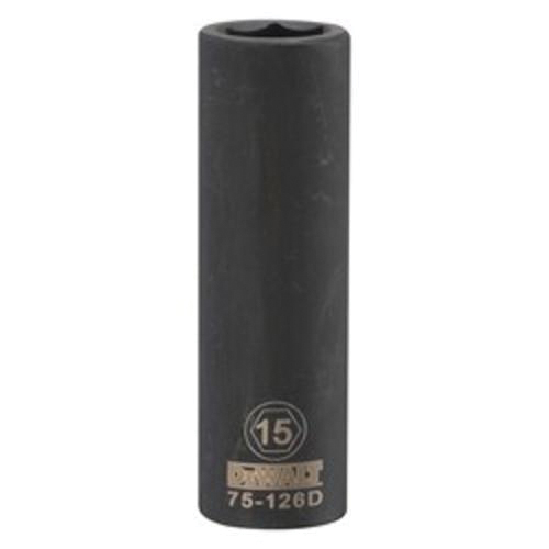 DeWALT® DWMT75126OSP Deep Length Socket, 1/2 in, 15 mm, 6 Points