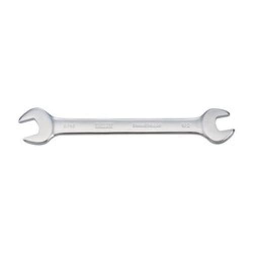 DeWALT® DWMT75220OSP Open End Wrench, 1/2 x 9/16 in Wrench, Double Head, 15 deg Offset, 9 in OAL, Steel, Polished Chrome, ASME B107.100