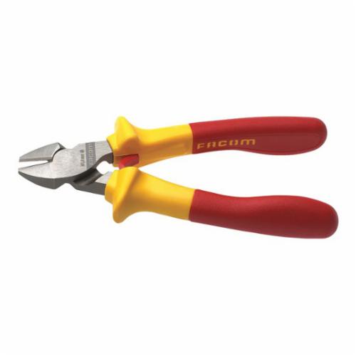 Facom® FA-192.18VE Diagonal Cutter Plier, 4 mm, 7/16 in THK Max Wire, 25/32 in L x 7/16 in W Oval Steel Jaw, 7-15/32 in OAL, Flush Cut