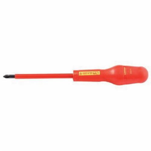 Facom® FW-APY.0X75VE Standard Screwdriver, #0 Phillips® Point, Alloy Steel Shank, 6-7/8 in OAL, Molded Rubber Handle, Black Oxide
