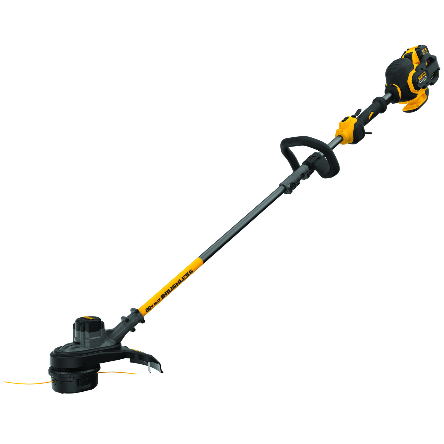 DeWALT® 60V MAX* FLEXVOLT™ DCST970X1 Cordless String Trimmer, 15 in W Cutting, 45 in L Straight Shaft, 0.08 in Dia Line, Bump Feed Line Advance