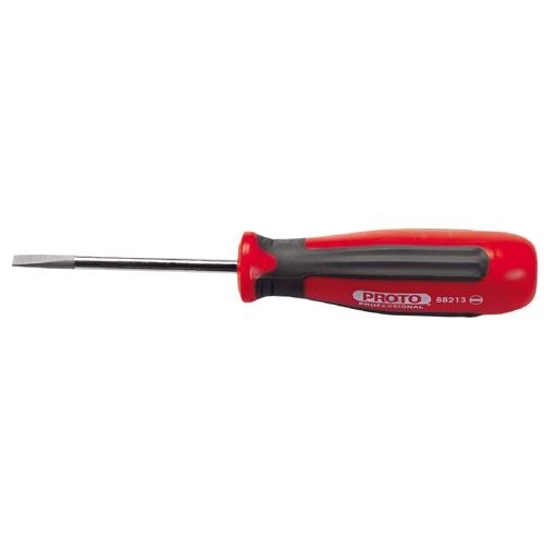 Proto® Super J88213 Standard Screwdriver, 3/16 in Cabinet/Slotted Point, Alloy Steel Shank, 7-7/8 in OAL, Plastic Handle, Black Oxide/Polished Chrome, ASME B107.15, ANSI B107.1, Federal GGG-W-641E