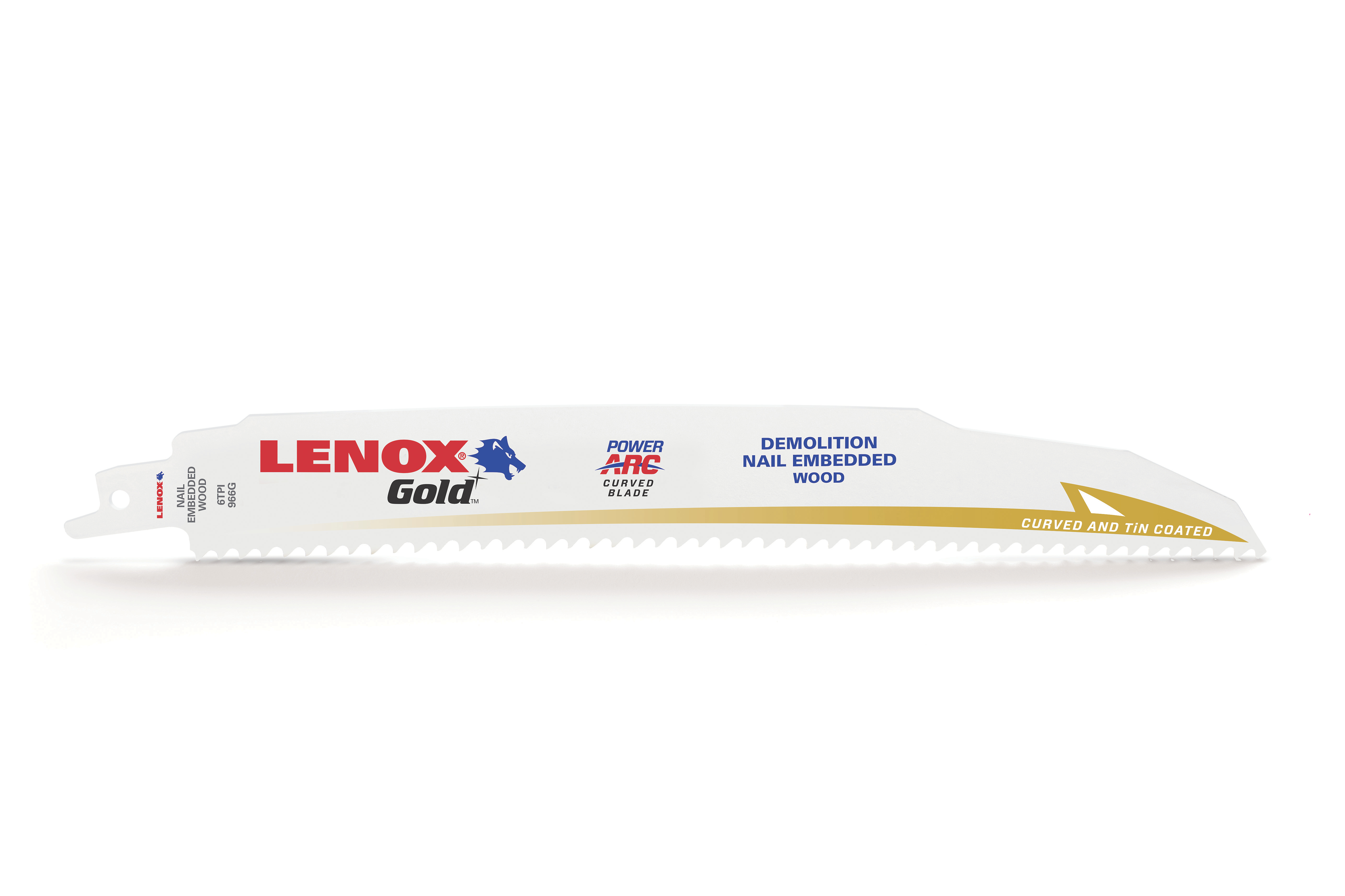 Lenox® Gold® 21090966GR Demolition Reciprocating Saw Blade, 9 in L x 1 in W, 6 TPI, Bi-Metal Body, U-Shank Tang