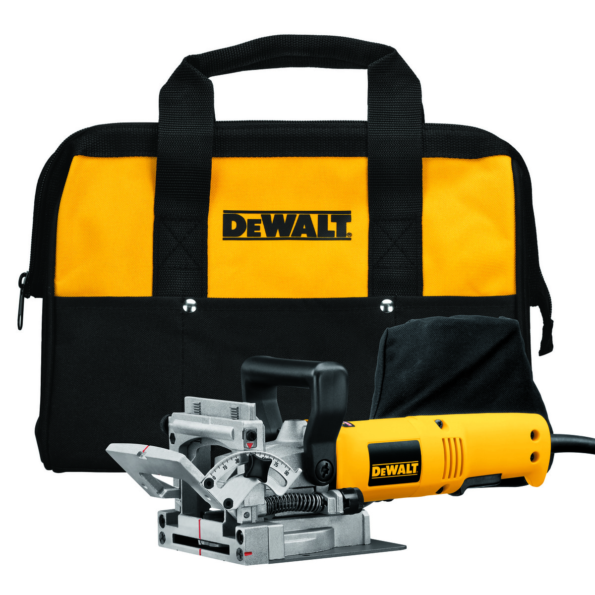 DeWALT® DW682K Corded Heavy Duty Plate Joiner Kit, 25/32 in Depth of Cut, 10000 rpm Speed, 120 V, 6.5 A, 0 to 90 deg Tilting Angle