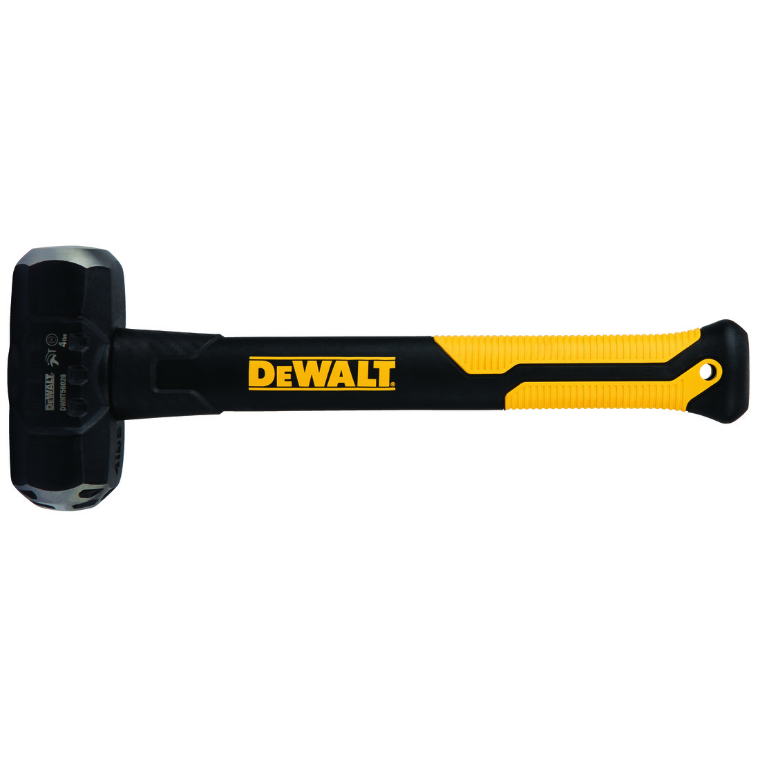 DeWALT® EXOCORE™ DWHT56026 Sledge Hammer, 14 in OAL, 4 lb Steel Head, Fiberglass Handle