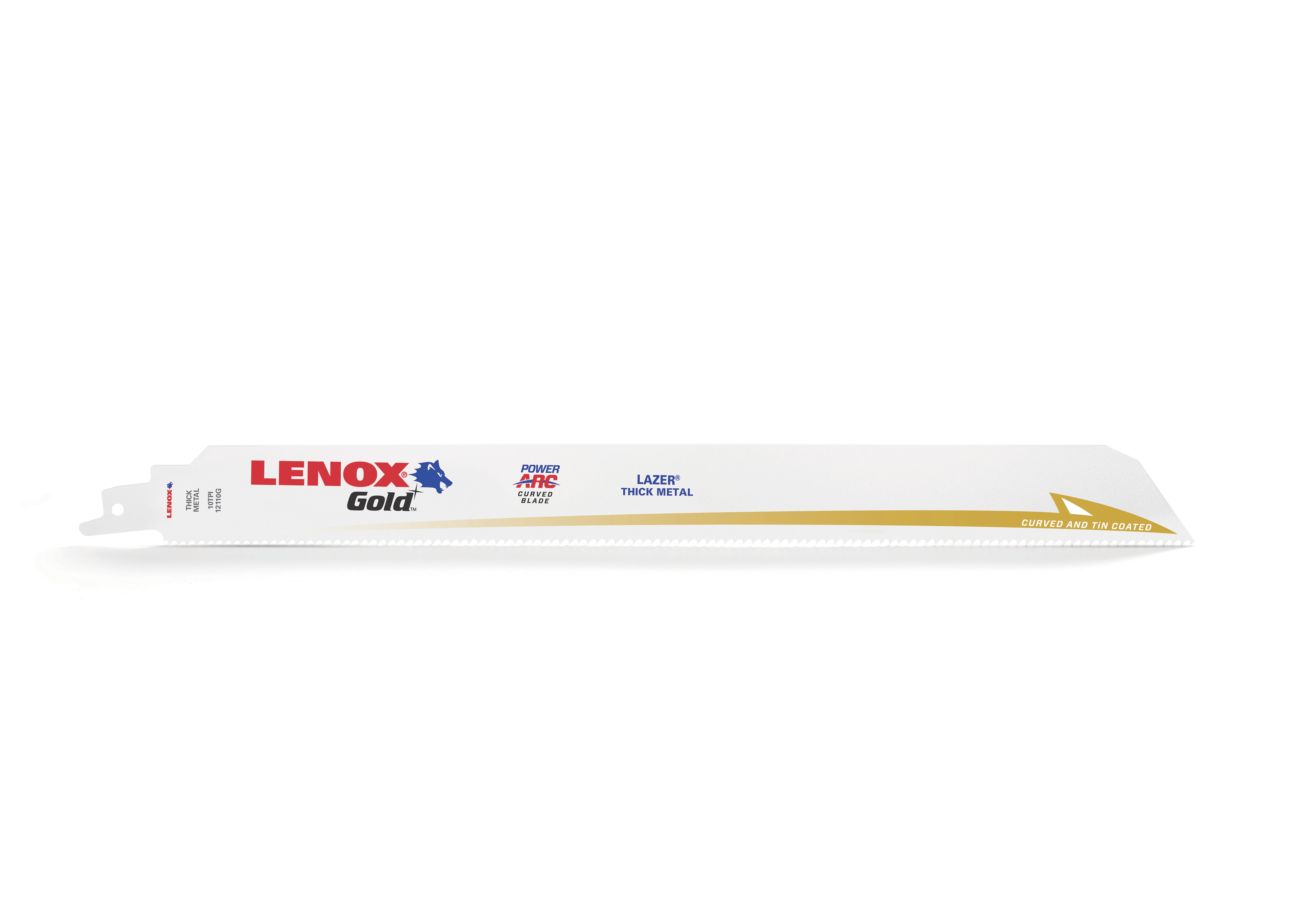 Lenox® Gold® 2110012110GR Reciprocating Saw Blade, 12 in L x 1 in W, 10 TPI, Bi-Metal Body, U-Shank Tang