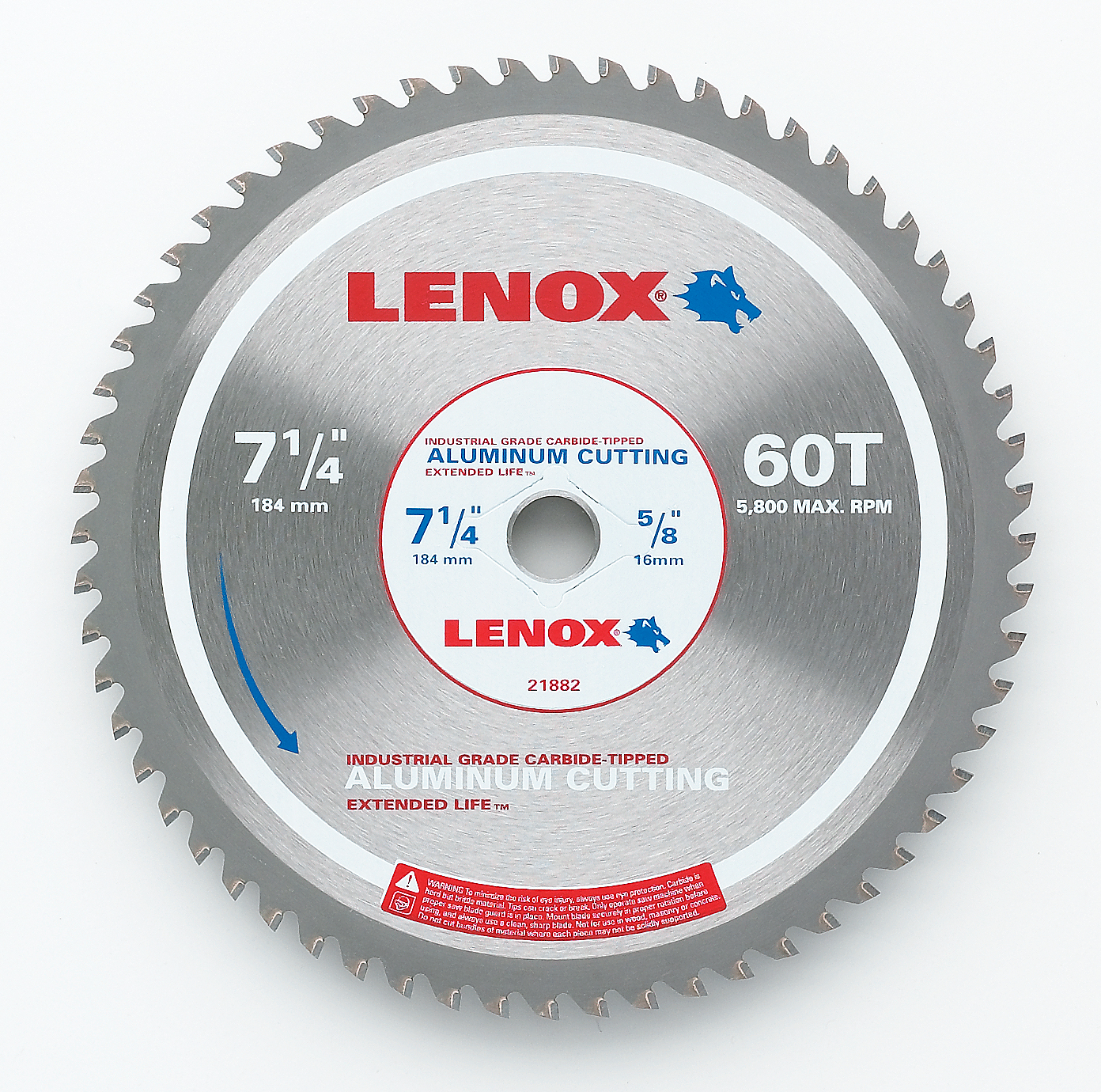 Lenox® 21882AL714060CT Circular Saw Blade, 7-1/4 in Dia x 0.37 in THK, 5/8 in Arbor, 60 Teeth