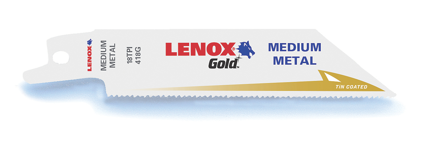 Lenox® Gold® 21068418GR Power Arc Curved Reciprocating Saw Blade, 4 in L x 3/4 in W, 18 TPI, Bi-Metal Body, U-Shank Tang