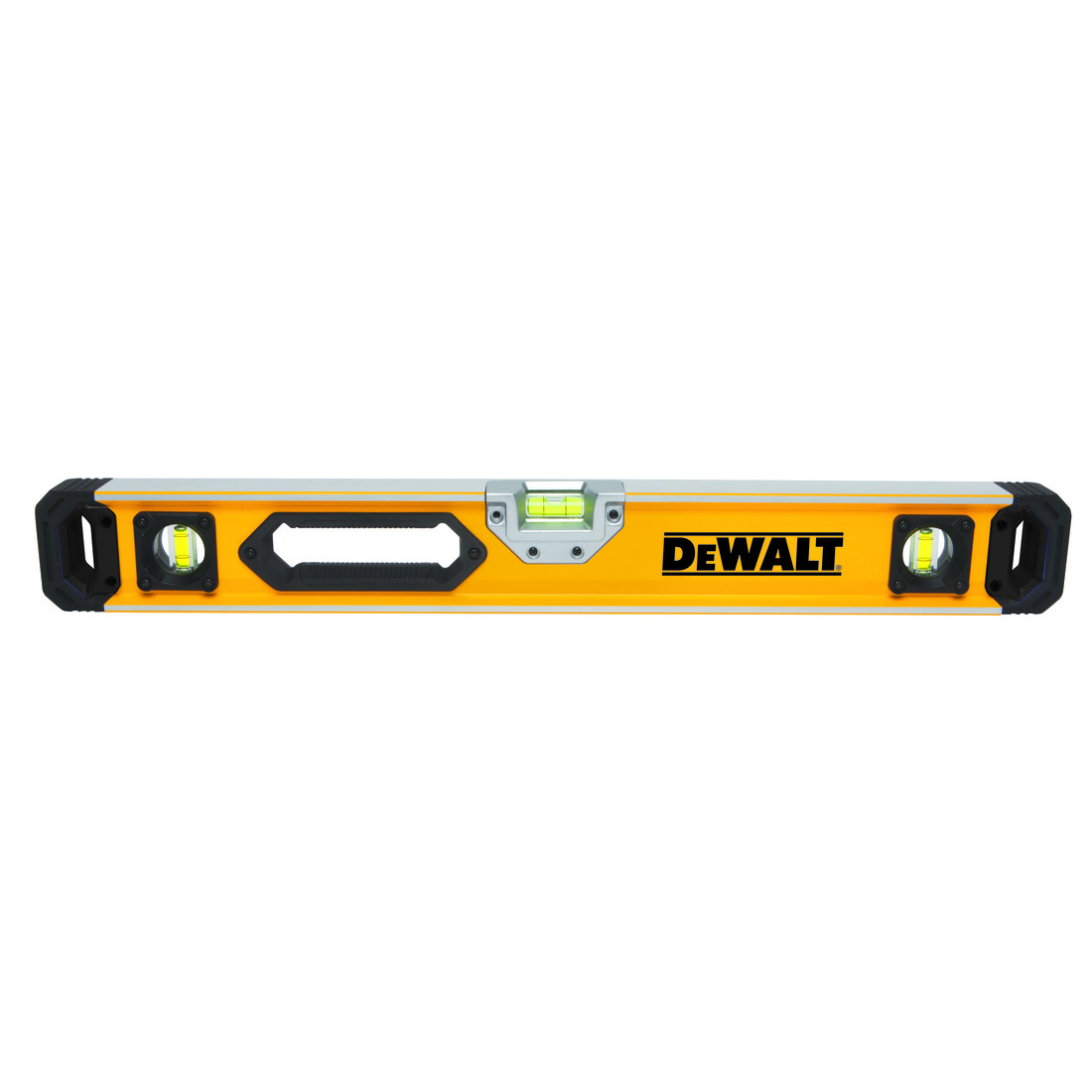 DeWALT® DWHT43224 Non-Magnetic Box Beam Level, 24 in L, 3 Vials, Aluminum, (1) Level/(2) Plumb Vial Position, 0.0005 in Accuracy
