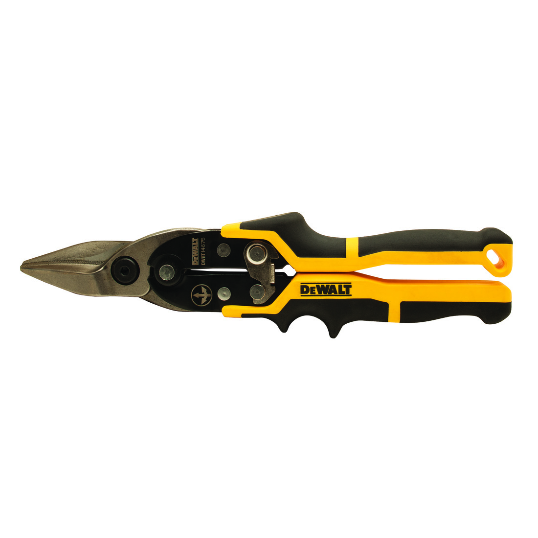 DeWALT® DWHT14675 Ergo Aviation Snip, 18 ga Cutting, 2-3/4 in L of Cut, Straight Snip, Forged Chrome Vanadium Steel Blade
