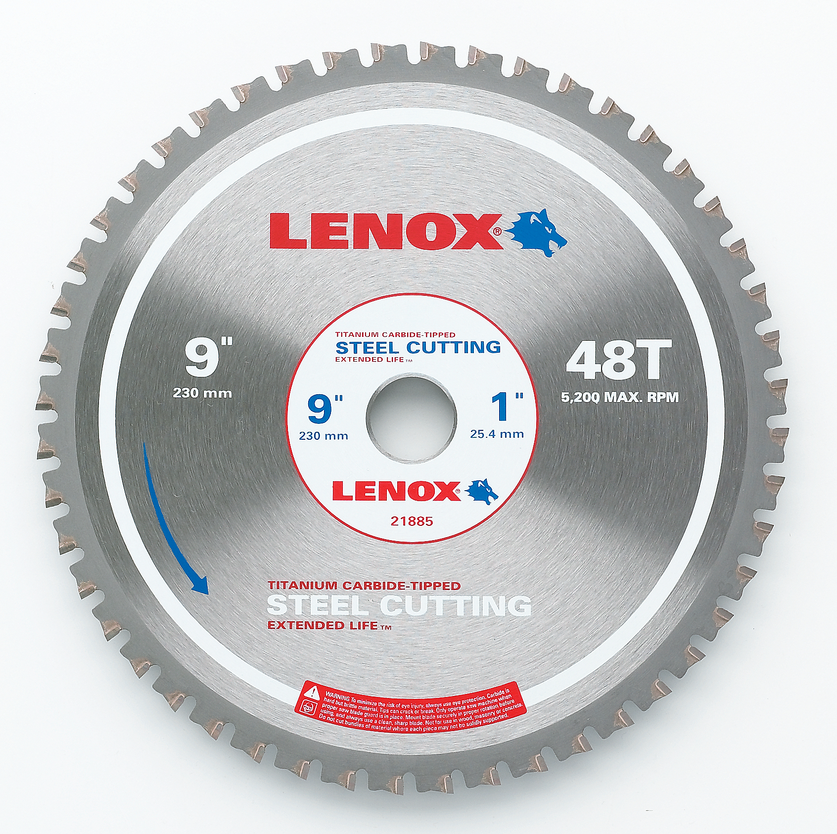 Lenox® 21885ST900048CT Circular Saw Blade, 9 in Dia, 1 in Arbor, Steel Blade, 48 Teeth