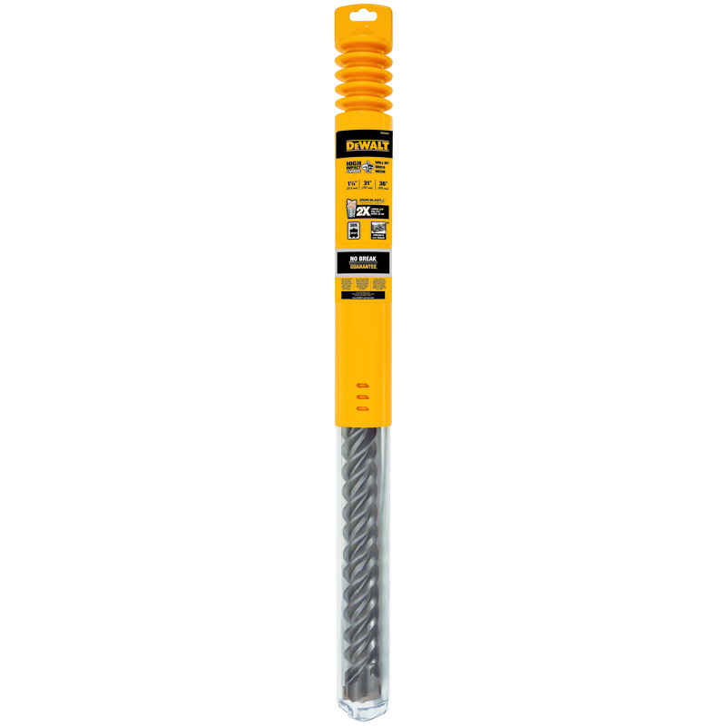 DeWALT® HIGH IMPACT CARBIDE™ DW5826 4-Cutter Hammer Drill Bit, 1-1/4 in Drill Bit, 45/64 in SDS-Max® Shank, 31 in D Cutting, Carbide Cutting Edge, 36 in OAL