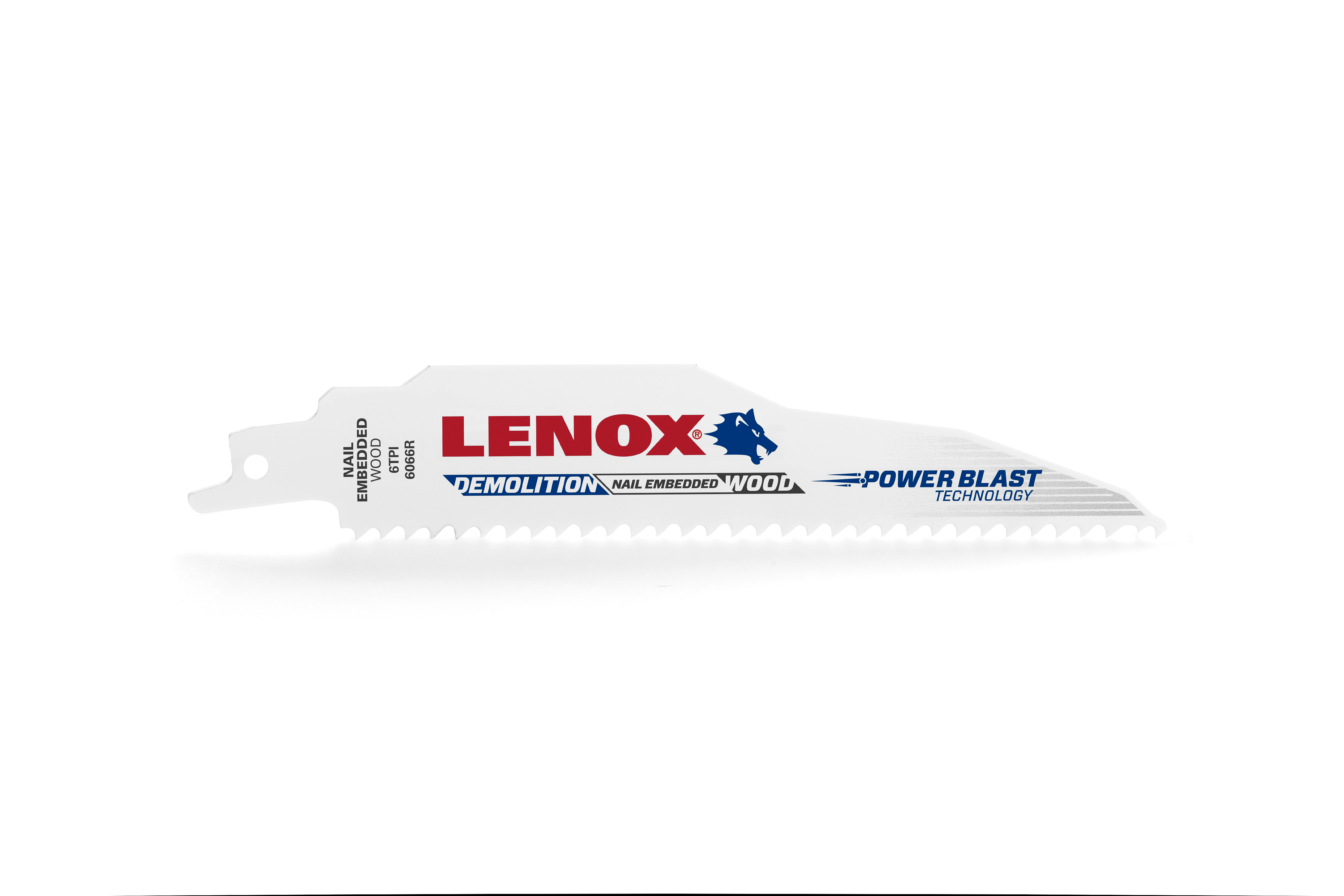 Lenox® 203706066R5 Shatter-Resistant Reciprocating Saw Blade, 6 in L x 7/8 in W, 6 TPI, Steel Body, Universal/Toothed Edge Tang