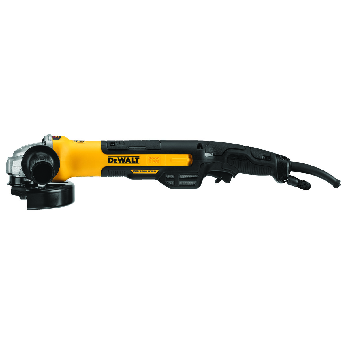 DeWALT® DWE43265N Brushless Corded Small Angle Grinder With Kickback Brake and No Lock-On, 6 in Dia Wheel, 5/8-11 Arbor/Shank, 120 VAC, Black/Yellow, No Lock Trigger Switch