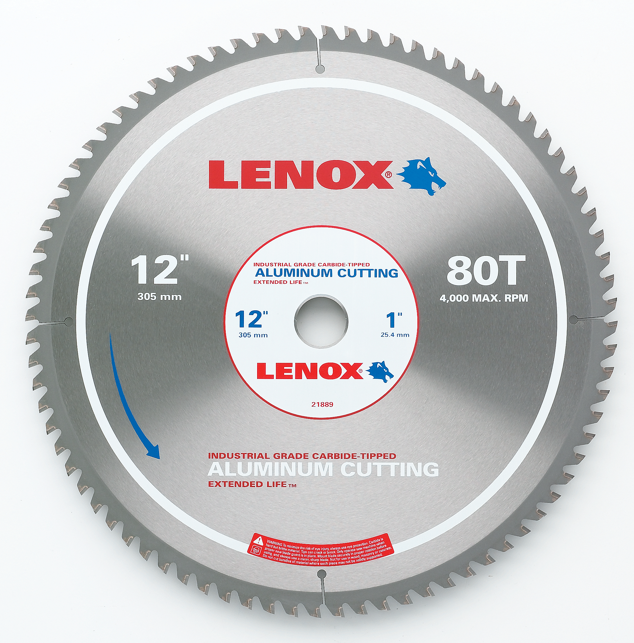 Lenox® 21889AL120080CT Circular Saw Blade, 12 in Dia, Aluminum Blade, 80 Teeth