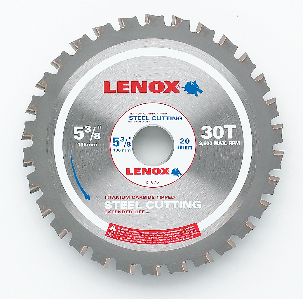 Lenox® 21876ST538030CT Circular Saw Blade, 5-3/8 in Dia, 20 mm Arbor, Steel Blade, 30 Teeth