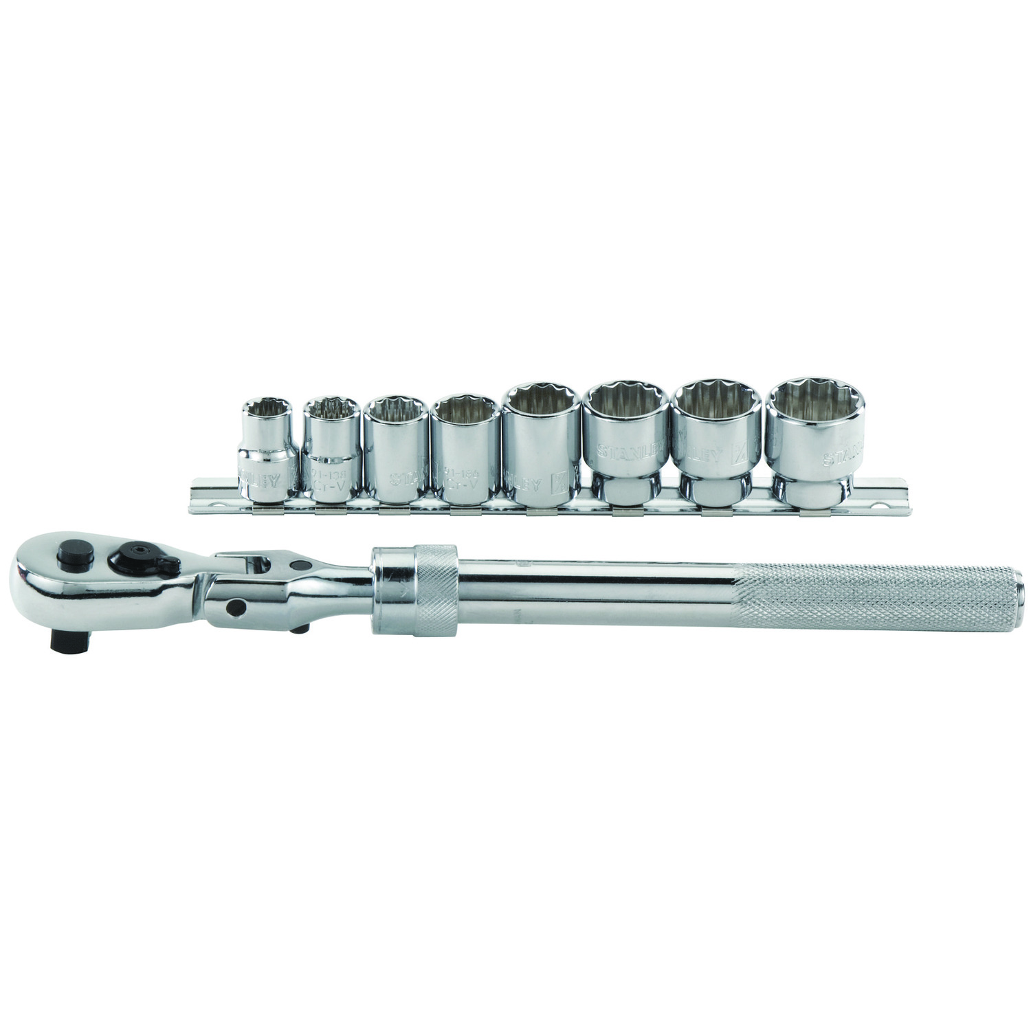 Stanley® 92-645 Extendable Socket Set, Imperial, 9 Pieces, Chrome Vanadium Steel, Full Polished