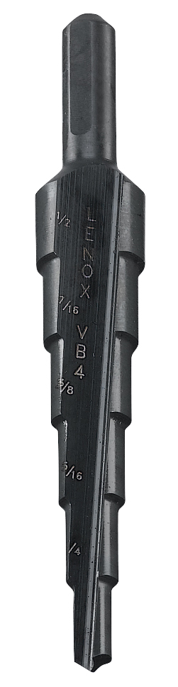 Lenox® Vari-Bit® 30884VB4 Step Drill Bit, 3/16 in Dia Min Hole, 1/2 in Dia Max Hole, 6 Steps, HSS, 6 Hole Sizes, 1/4 in Shank