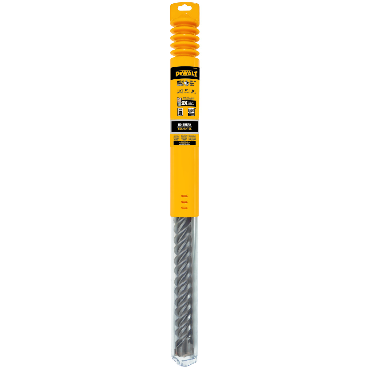 DeWALT® DW5859 CARBIDE™ High Impact Masonry Drill, 1-1/2 in Drill Bit, Chisel Cutting, 45/64 in SDS-Max® Shank, 31 in D Cutting, Carbide Cutting Edge, 36 in OAL