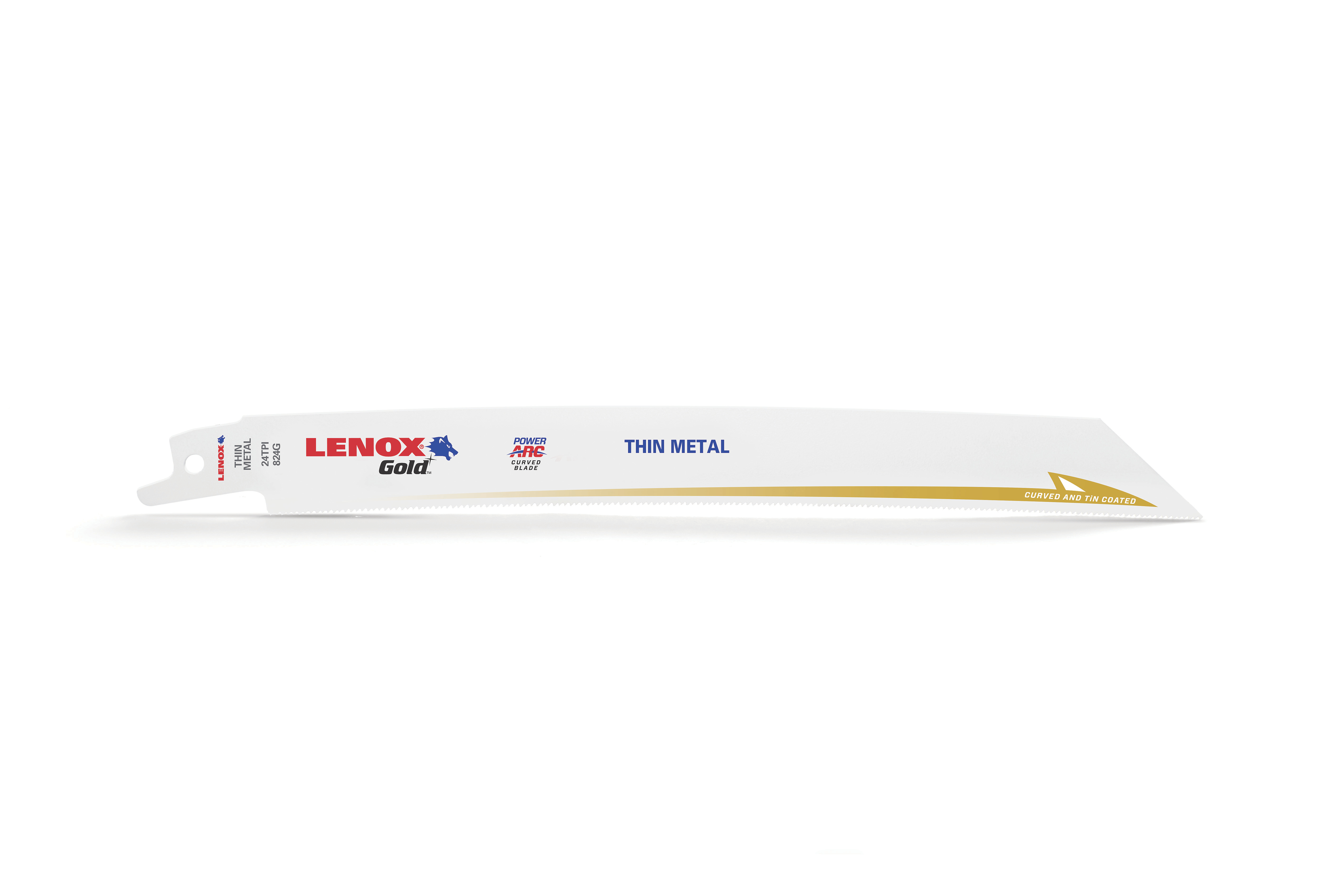 Lenox® Gold® 21087B824GR Reciprocating Saw Blade, 8 in L x 3/4 in W, 24 TPI, Flexible Steel Body, Universal/Toothed Edge Tang