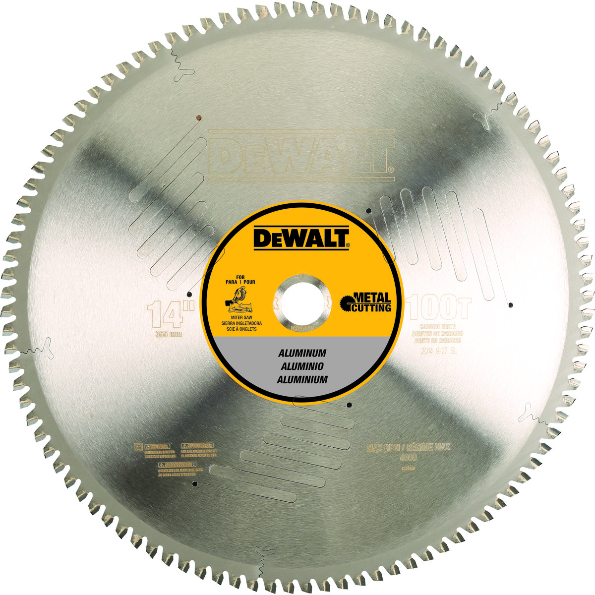 DeWALT® DWA7889 General Purpose Heavy Duty Circular Saw Blade, 14 in Dia x 0.098 in THK, 1 in Arbor, Steel Blade, 100 Teeth