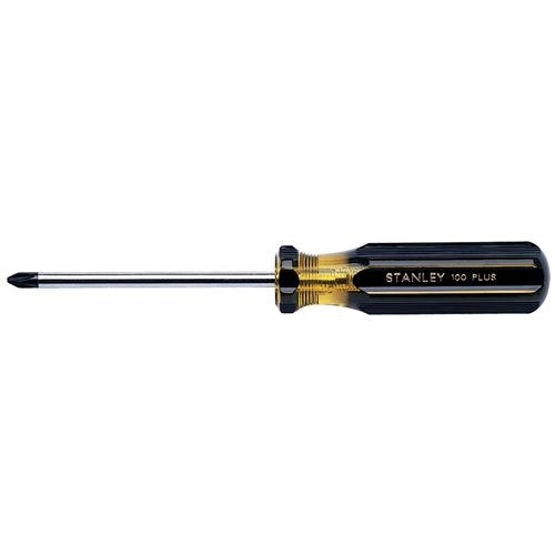 Stanley® 100 PLUS® 64-103 Standard Screwdriver, #3 Phillips® Point, Alloy Steel Shank, 11 in OAL, Acetate Handle, Black Oxide Tipped/Polished Chrome