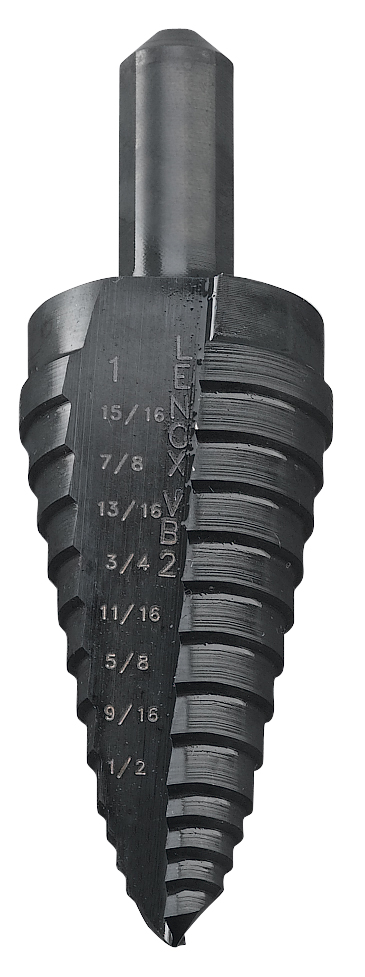 Lenox® Vari-Bit® 30882VB2 Step Drill Bit, 1/2 in Dia Min Hole, 1 in Dia Max Hole, 9 Steps, HSS, 9 Hole Sizes, 3/8 in Shank