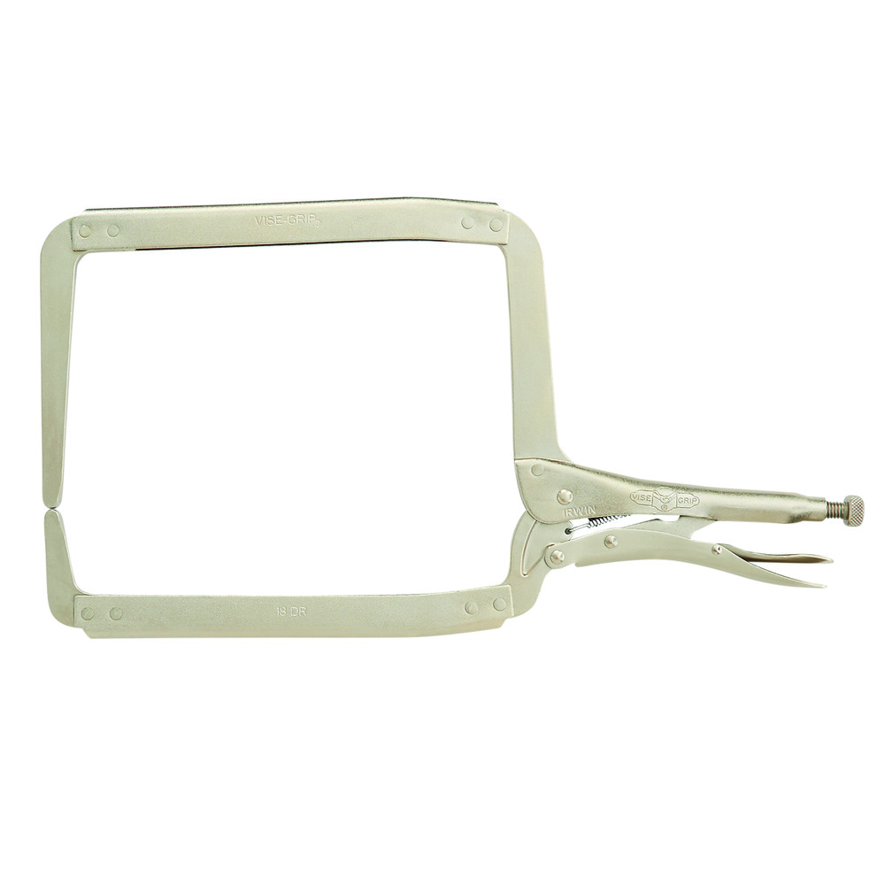 Irwin® Vise-Grip® Original™ 211ZR 18DR™ Fixed Tip Standard Locking C-Clamp With Regular Tip, Nickel Plated, 9-1/2 in D Throat, 7-1/2 in Jaw Opening, 18 in L Jaw, Alloy Steel