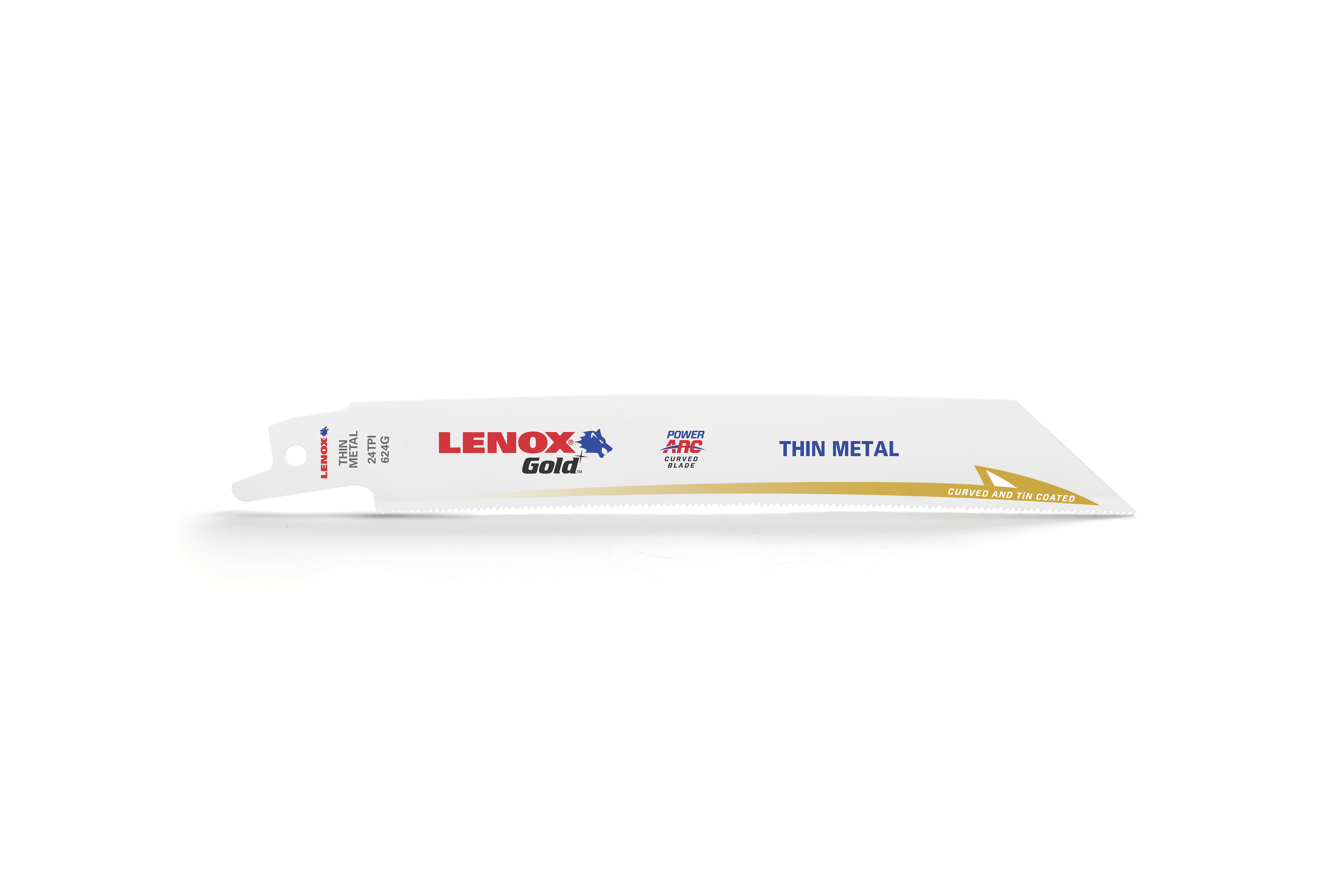 Lenox® Gold® 21086B624GR Reciprocating Saw Blade, 6 in L x 3/4 in W, 24 TPI, Steel Body, Universal/Toothed Edge Tang