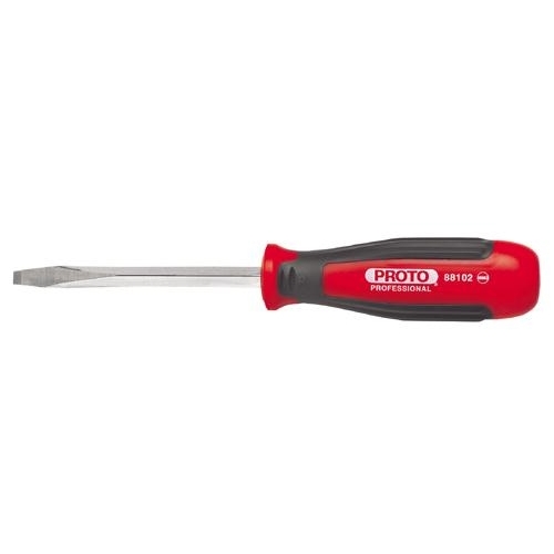 Proto® Super Proto® J88102 Standard Screwdriver, 1/4 in Keystone/Slotted Point, Alloy Steel Shank, 8-1/4 in OAL, Polished Chrome, ASME B107.15, ANSI B107.1, Federal GGG-W-641E