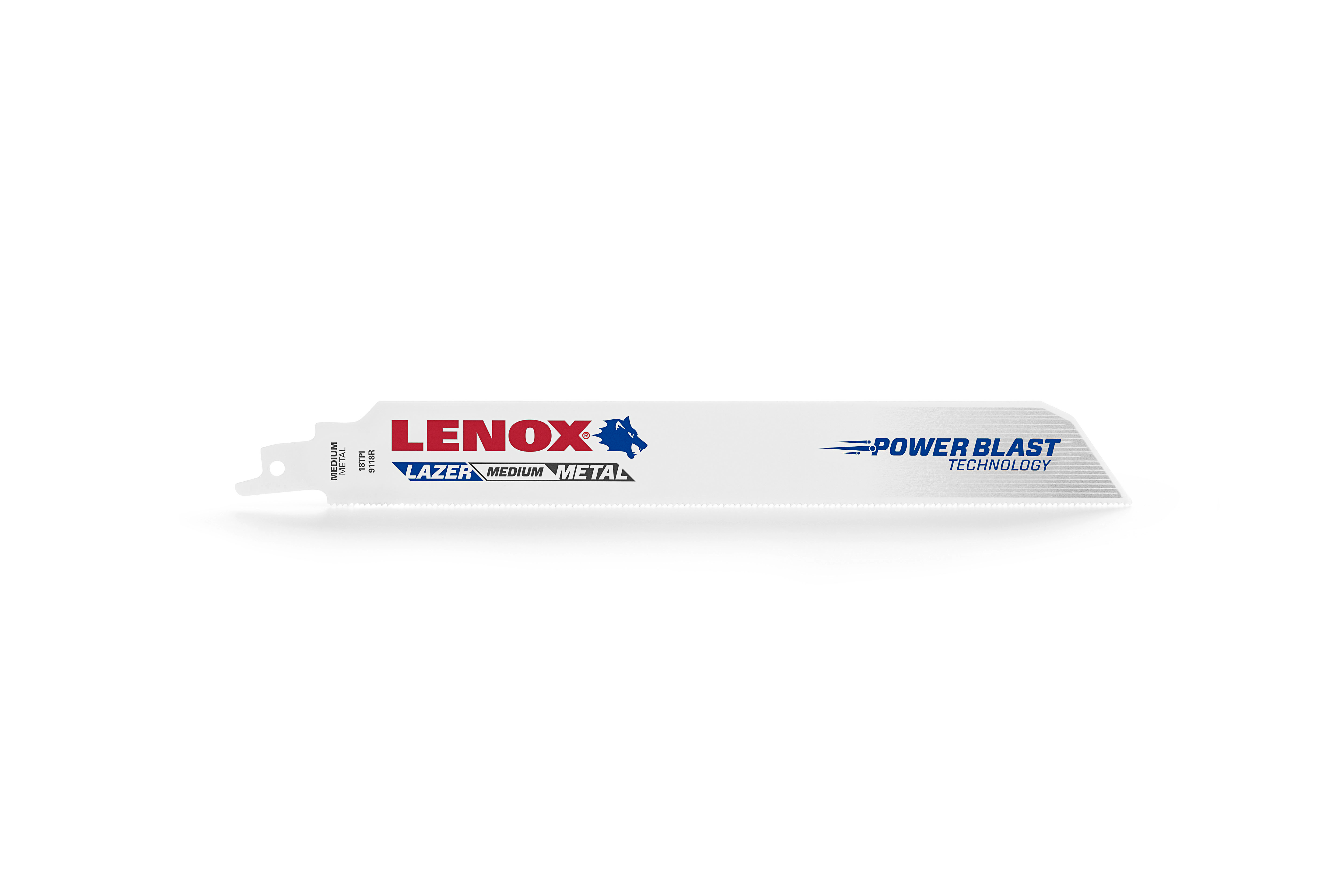 Lenox® Lazer® 22767OSB9118R Shatter-Resistant Straight Reciprocating Saw Blade, 9 in L x 1 in W, 18 TPI, Flexible Steel Body, Universal/Toothed Edge Tang