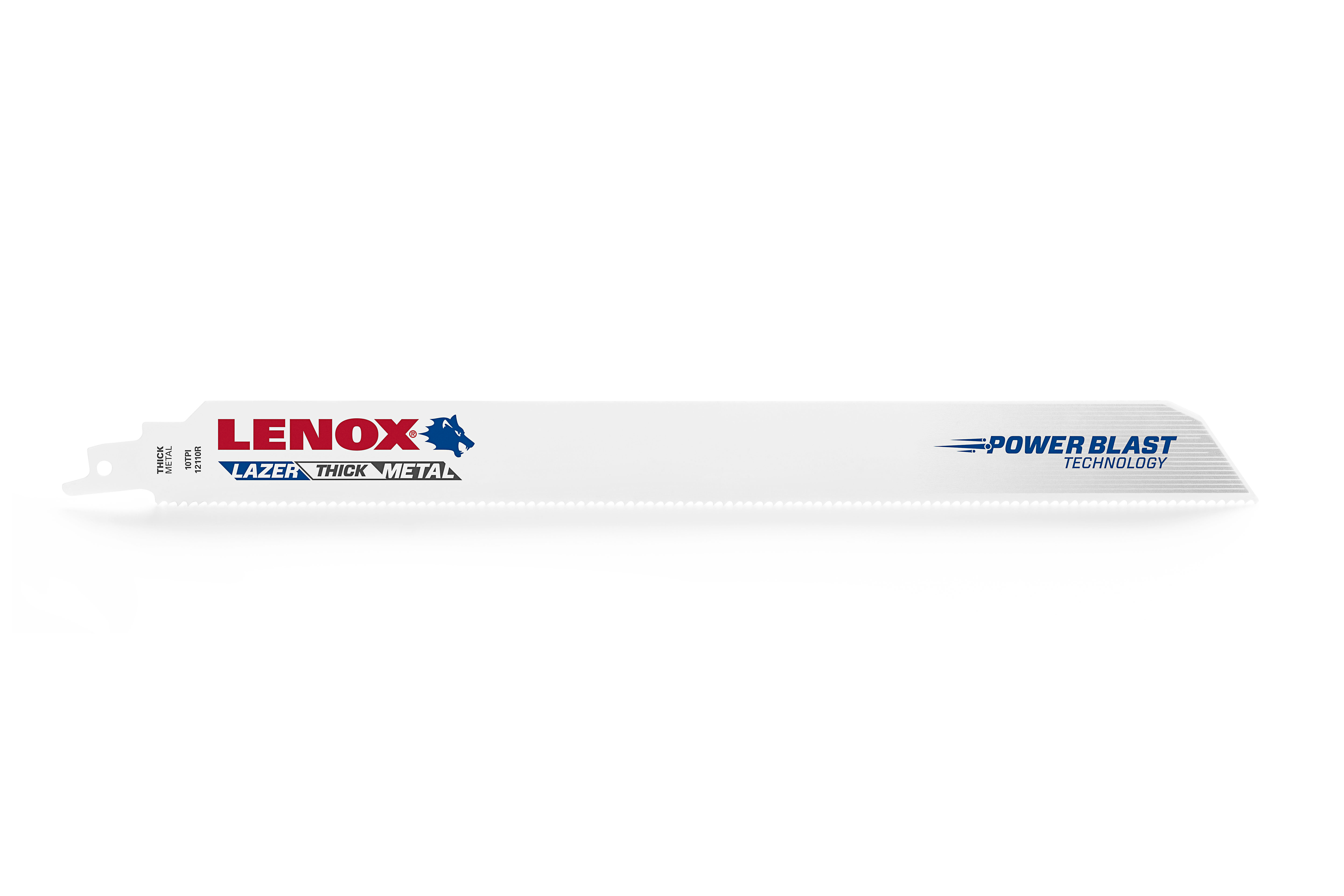Lenox® Lazer® 20183B12110R Shatter-Resistant Straight Reciprocating Saw Blade, 12 in L x 1 in W, 10 TPI, Flexible Steel Body, Universal/Toothed Edge Tang