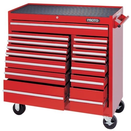 Proto® J444142-15RD 440SS Standard-Duty Mobile Work Station, 41 in L x 41-1/2 in W x 42 in H, 1800 lb Load, Red