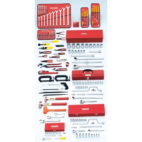 Proto® Ergonomics™ J99702 SAE Starter Tool Set, J442742-7RD Rolling Cabinet Tool Storage, 1/4 in, 3/8 in, 1/2 in, 3/4 in Drive, 164 Pieces