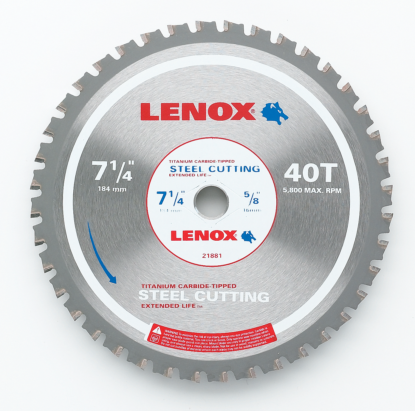 Lenox® 21881ST714040CT Circular Saw Blade, 7-1/4 in Dia x 0.63 in THK, 5/8 in Arbor, 40 Teeth