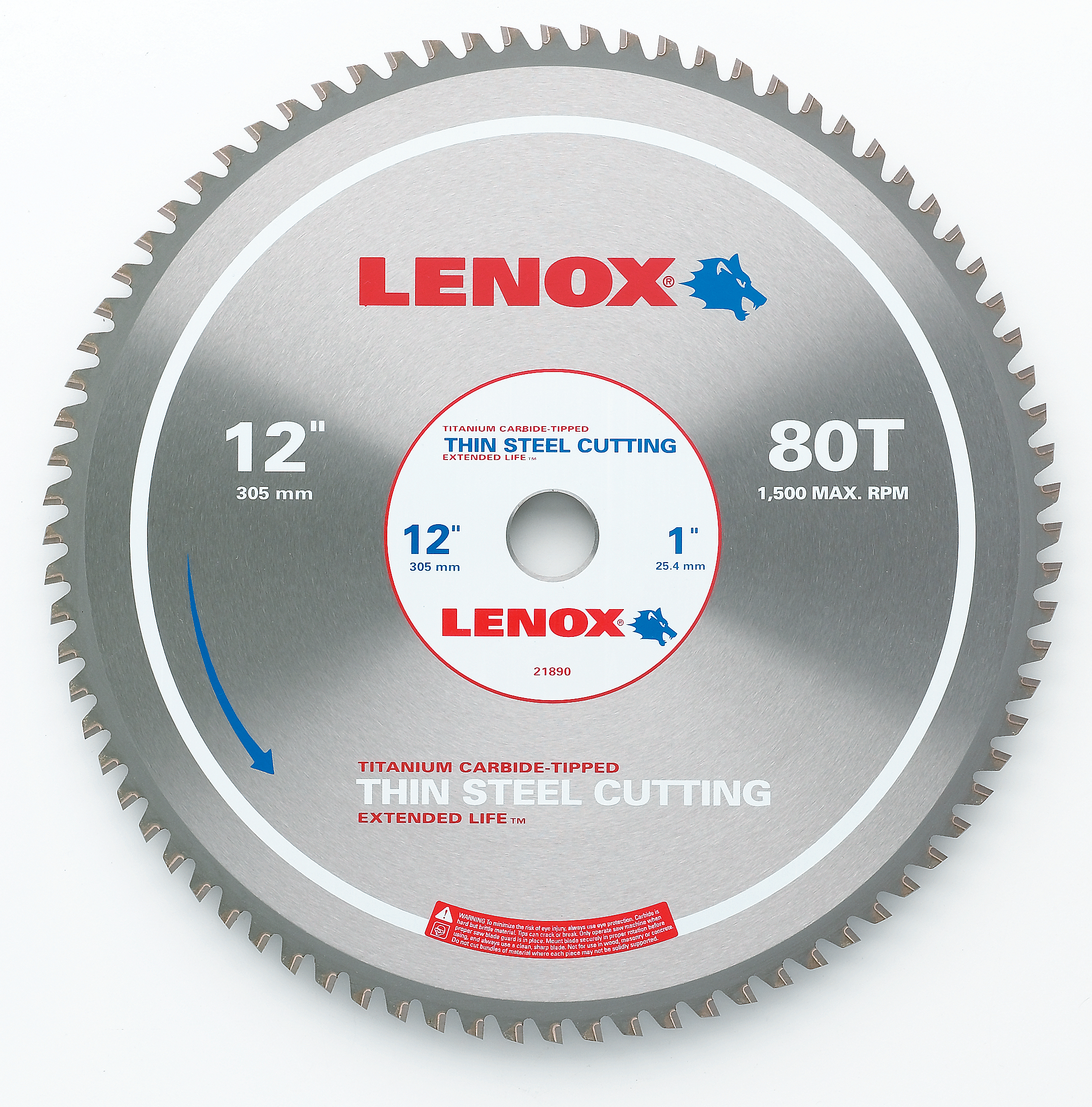 Lenox® 21890TS120080CT Circular Saw Blade, 12 in Dia, 1 in Arbor, Thin Steel Blade, 80 Teeth