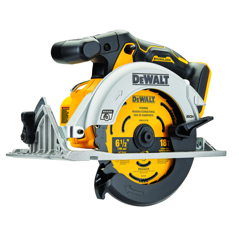DeWALT® DCS565B Brushless Cordless Circular Saw, 6-1/2 in Dia Blade, 5/8 in Arbor/Shank, 20 V, 1-5/8 in at 45 deg, 2-9/16 in at 90 deg D Cutting, Li-Ion Battery