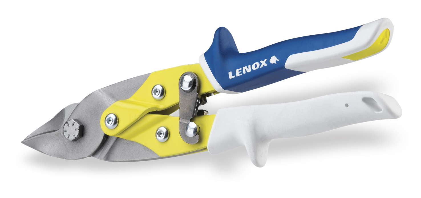 Lenox® 22105105 Aviation Snip, 16 ga Sheet Metal, 20 ga Stainless Steel Cutting, 3/4 in L of Cut, Bulldog/Straight Snip, Precision Formed HCS Blade, Plastic Handle, Comfort Grip