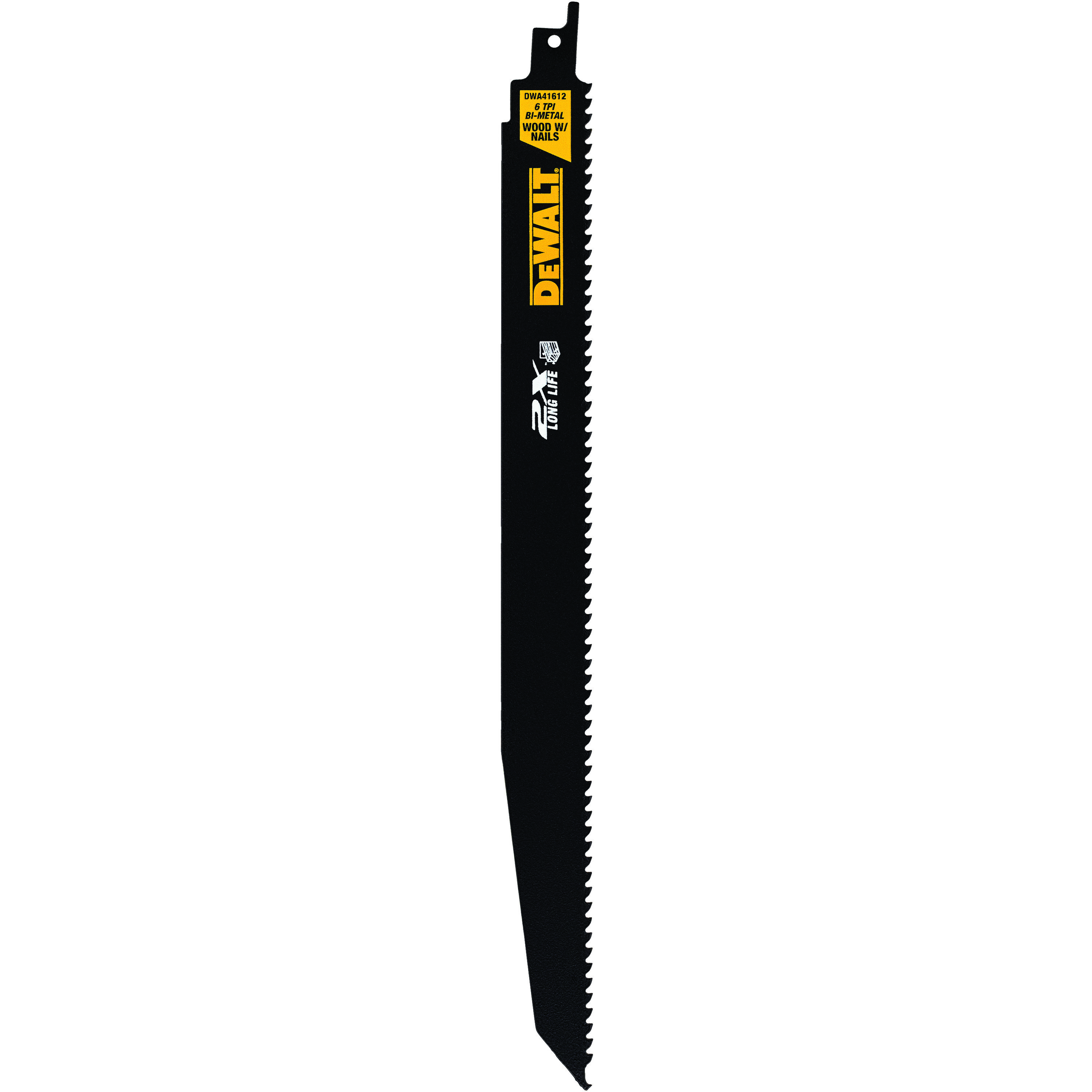 DeWALT® DWA41612 Reciprocating Saw Blade, 12 in L x 1 in W, 6, HSS Body