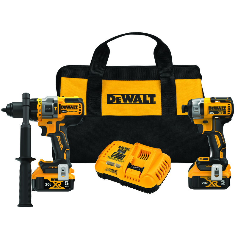 DeWALT® DCK2100P2 Brushless Cordless Combination Kit, Tools: Hammer Drill/Driver and Impact Driver, 20 V, 5 Ah Li-Ion Battery