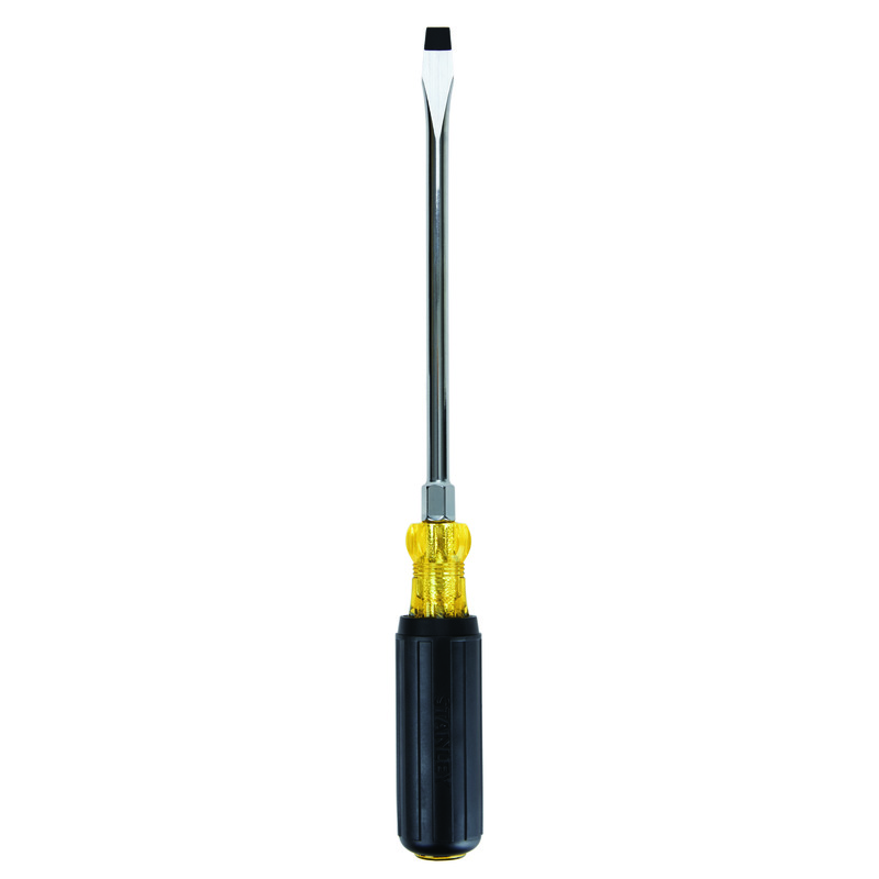 Stanley® 66-092 Contractor Grade™ Standard Screwdriver, 3/8 in Keystone/Slotted Point, Alloy Steel Shank, 13-3/8 in OAL, Acetate Handle, Black Oxide/Polished Chrome