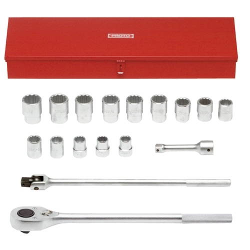 Proto® TorquePlus™ J57100 Socket Set, Imperial, 17 Pieces, For Use With Stubborn or Damaged Fastener, Full Polished