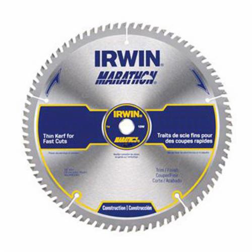 Irwin® Marathon® 14076 Construction Series Miter/Table Circular Saw Blade, 10 in Dia x 0.062 in THK, 5/8 in Arbor, 80 Teeth